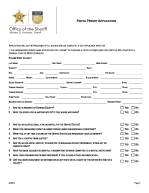 Gun Permit Durham Nc  Form