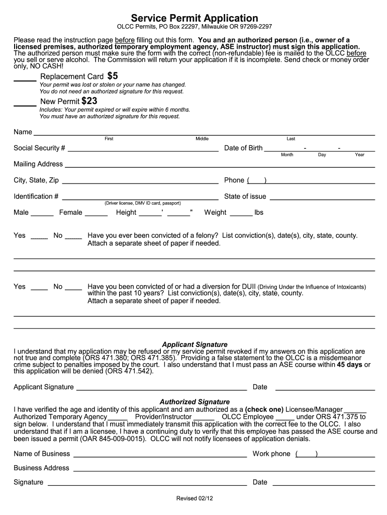  Olcc Permit 2012-2024