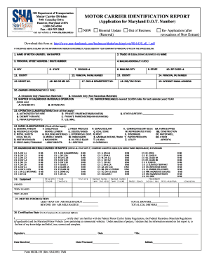 Maryland Dot Number  Form