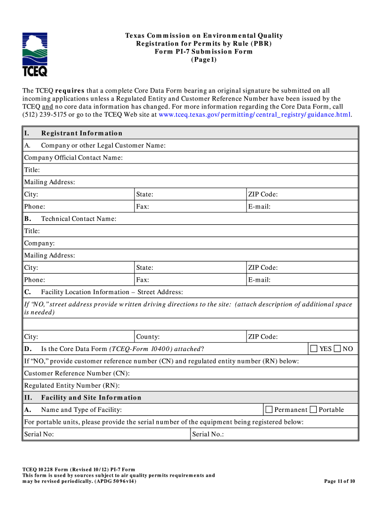  Tceq Pi 7 Instructions  Form 2012