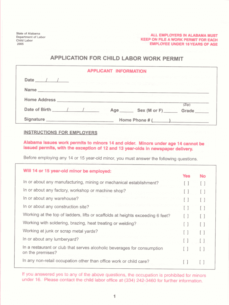  Work Permit Alabama 2005-2024