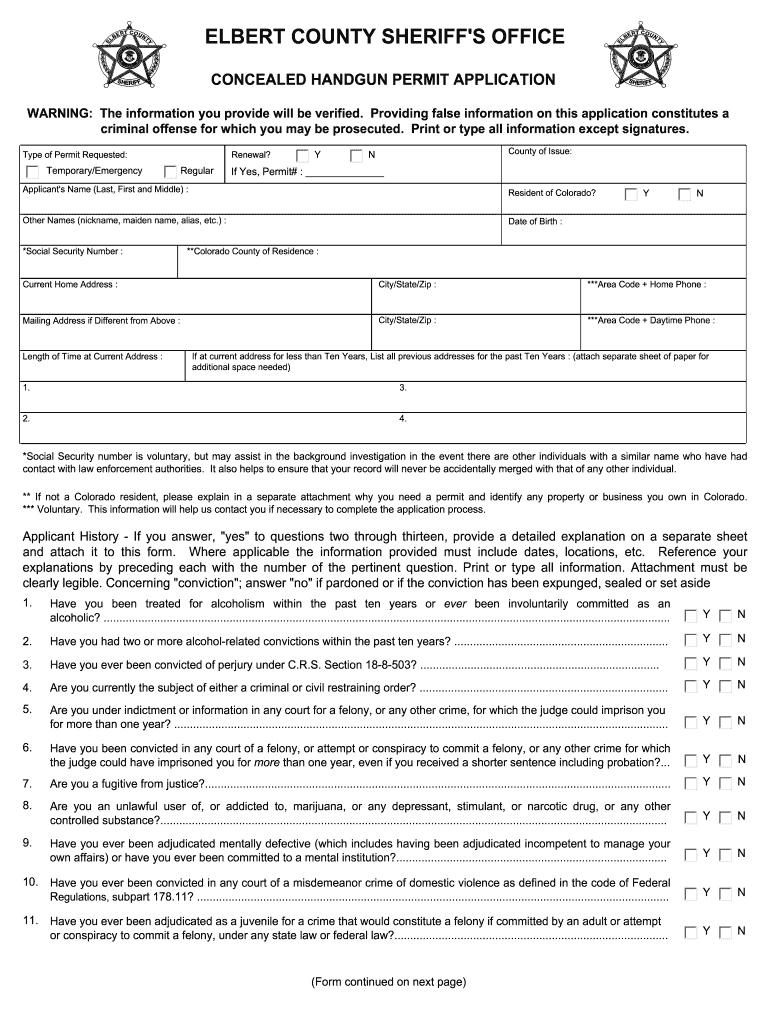 Elbert County Ccw Renewal  Form