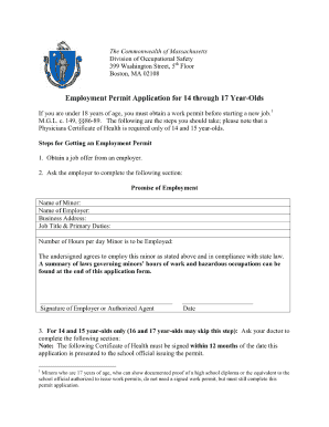 Massachusetts Work Permit PDF  Form