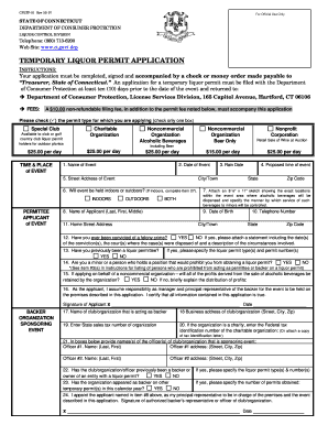 Temporary Liquor Permit Ct  Form