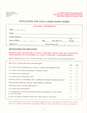 Work Permit Alabama  Form