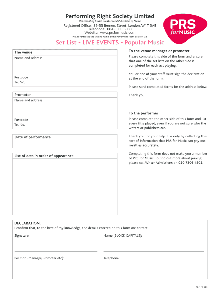 2801 PP LSL 09 Live Events V2 Qxd  Form