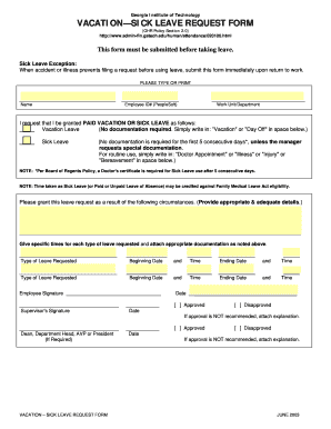  PDF Sick Leave Blank Form 2003-2024