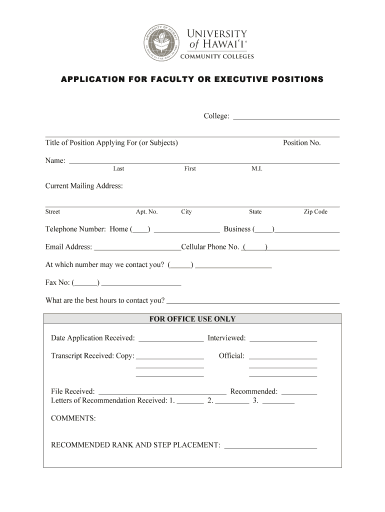 Faculty Executive Position  Form