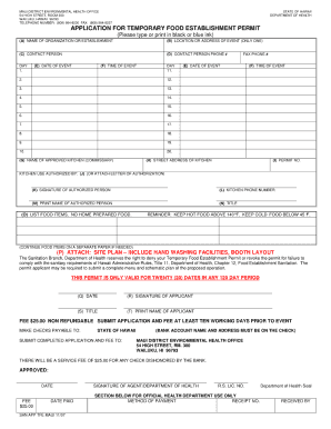 Special Event Food Permit Hawaii  Form