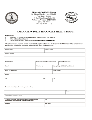 Health Permit  Form