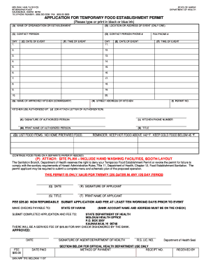 Molokai Temporary Food Permit Form