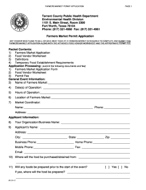 Texas Food Permit Application  Form