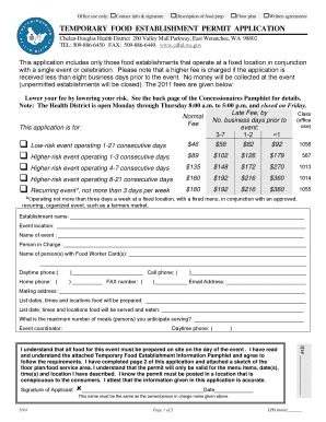 Temporary Food Application Wenatchee Form