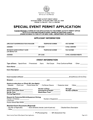 Nyc Special Events Permit Application Form