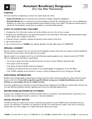  Annuitant Beneficiary Designation TCDRS Home Tcdrs 2012-2024