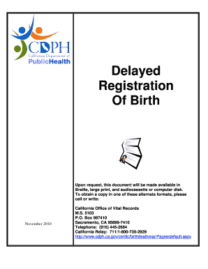 Delayed Registration of Birth Form