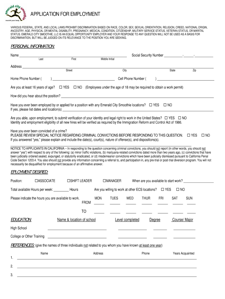 Emerald Application  Form