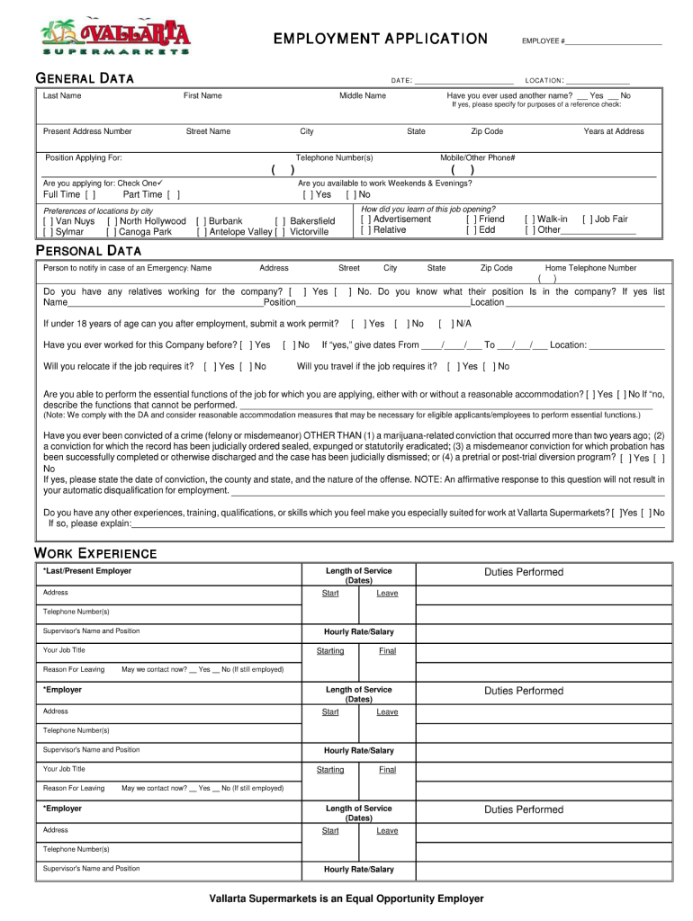 Get and Sign Vallarta Hesperia Application Form