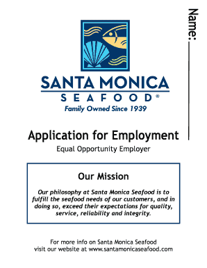 Santa Monica Seafood Application PDF Form