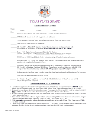 Txsg Enlistment Packet Form