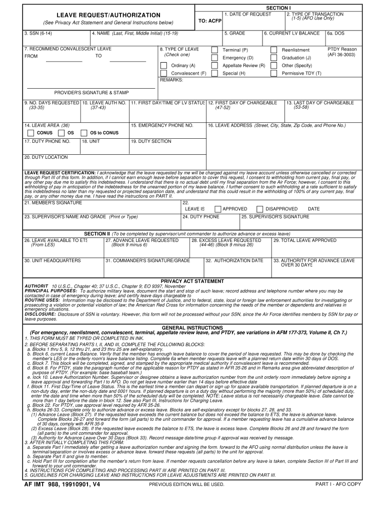  Af Form 988 1991-2024