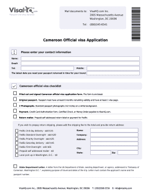Cameroon Visa Application Forms