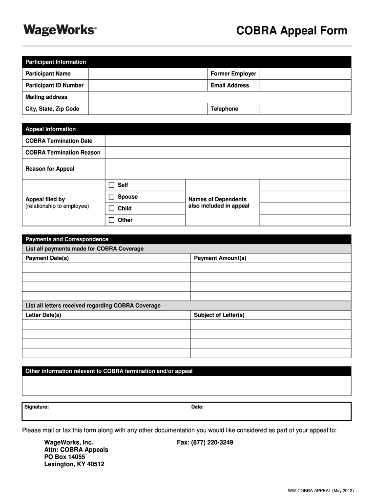 Get and Sign Cobra Appeal 2013-2022 Form