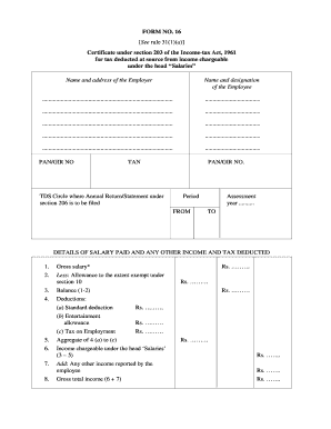 Form No 16 See Rule 31 1 a in Excel Format