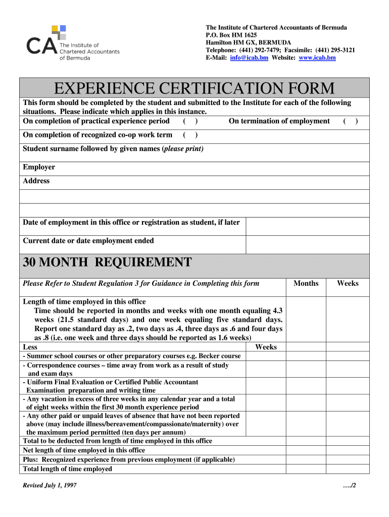 Pak Experience Certification Form Online