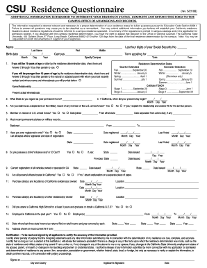  Csu Residence Questionnaire 2008