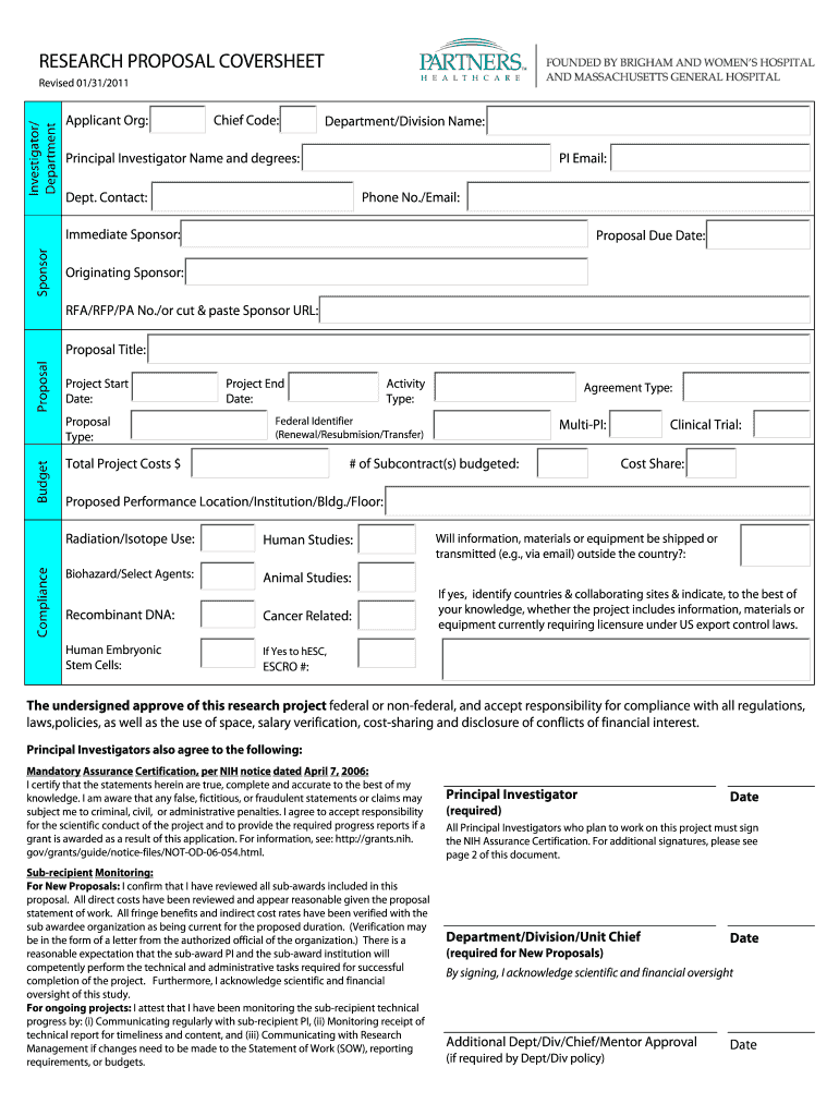  Partners Research Proposal Coversheet  Partners Research    Resadmin Partners 2011-2024