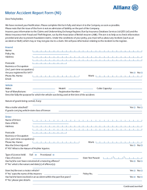  Allianz Accident Report Form 2008-2024