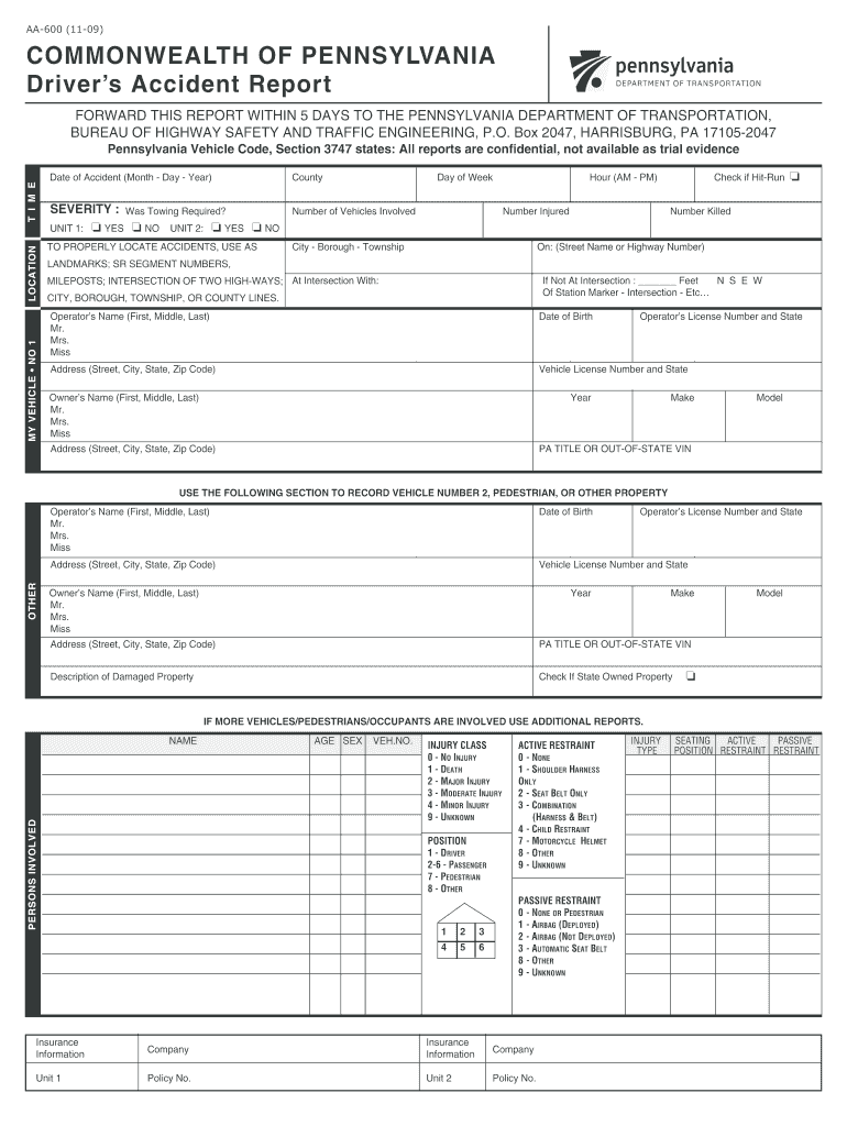  Aa600 Form 2009-2024