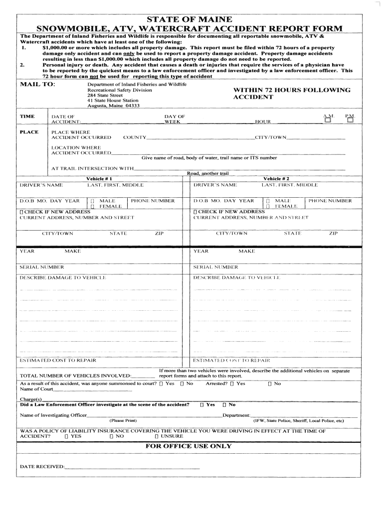 State of Maine Accident Report  Form