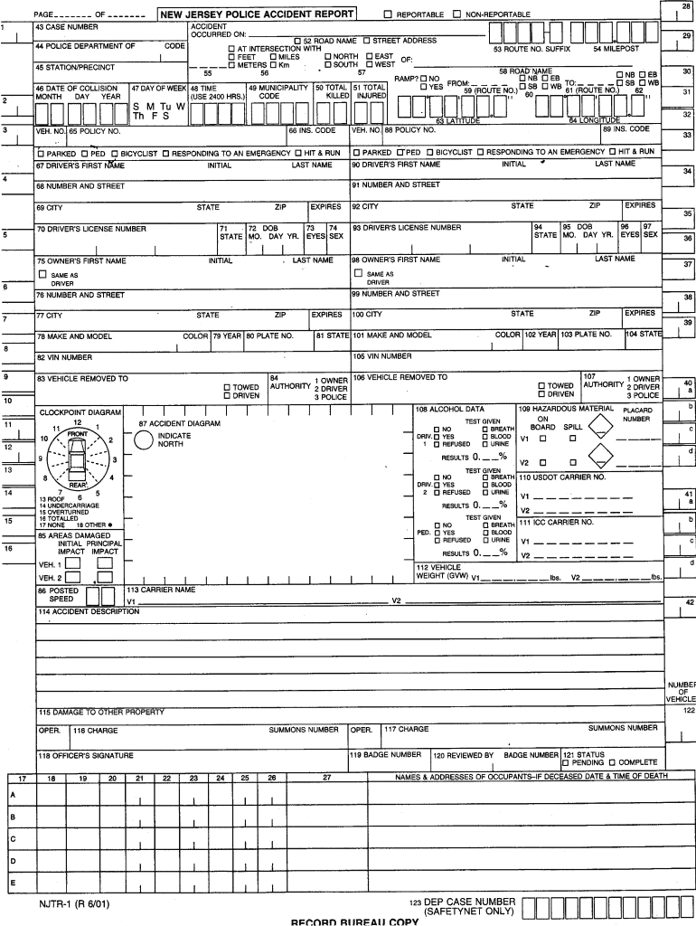 Blank Police Crash Report  Form