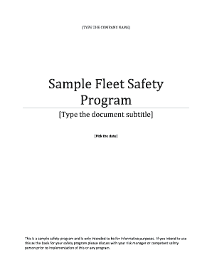 Sample Fleet Safety Policy Form