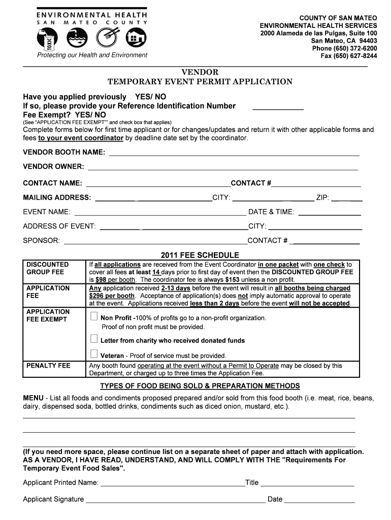 Contact Environmental Health Services  San Mateo County Health  Form