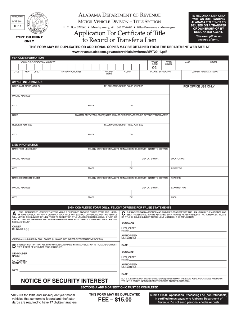  Mvt 12 1 Form Alabama 2012