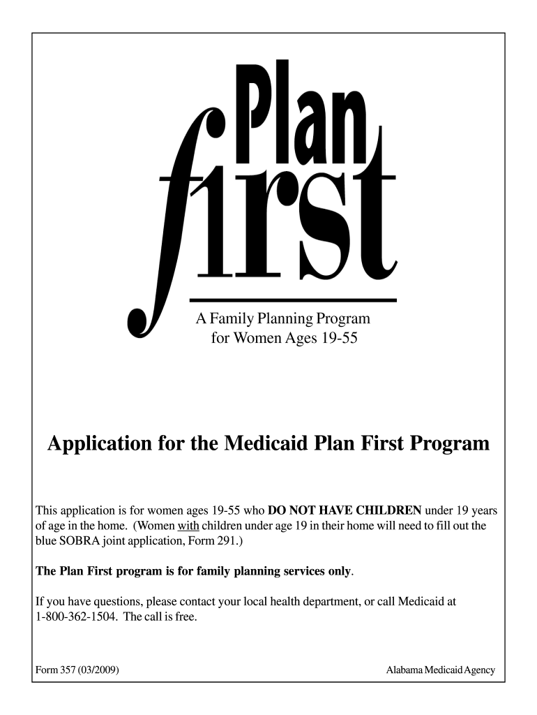  Plan First Medicaid  Form 2009