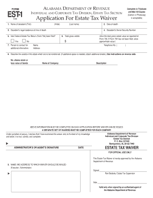  Alabama Inheritance Tax Waiver Form 1999