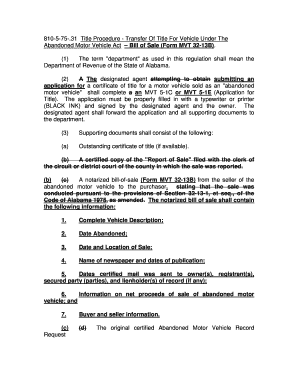 Alabama Title Application Mvt 5 1e  Form