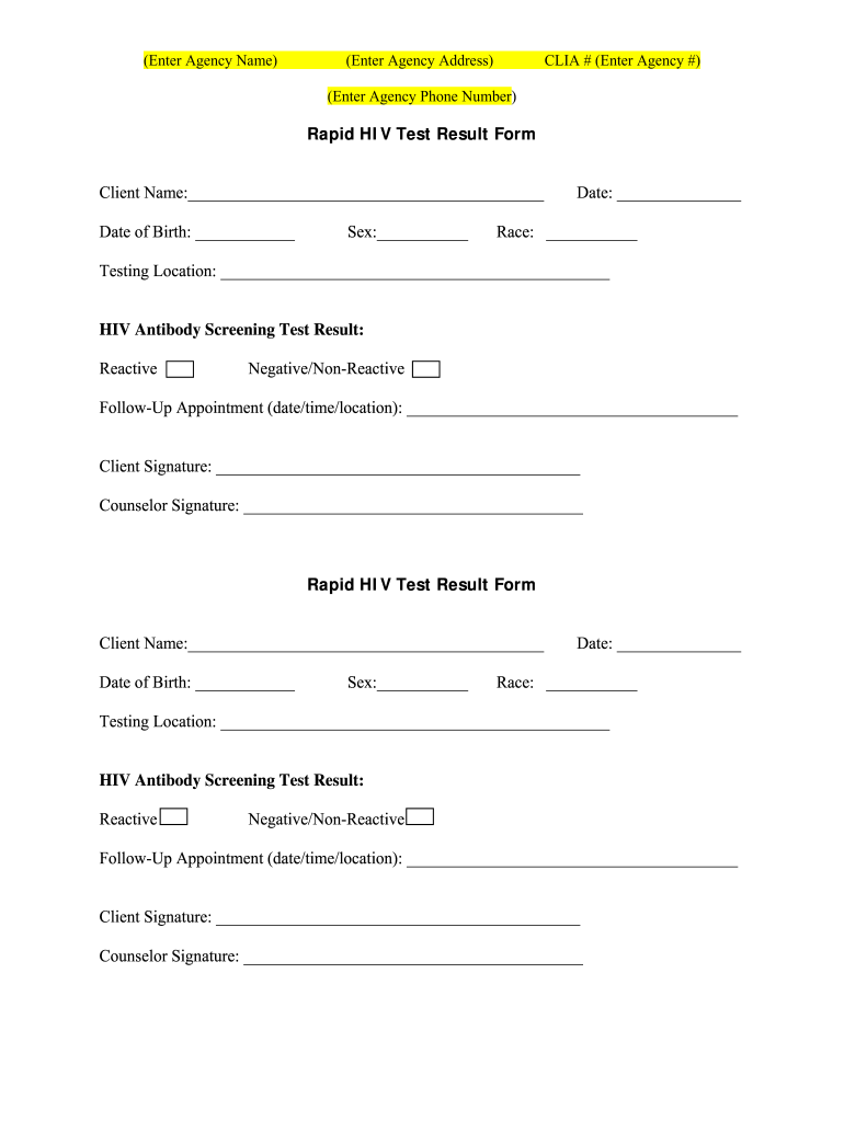 Hiv Test Results Example Fill Out and Sign Printable PDF Template