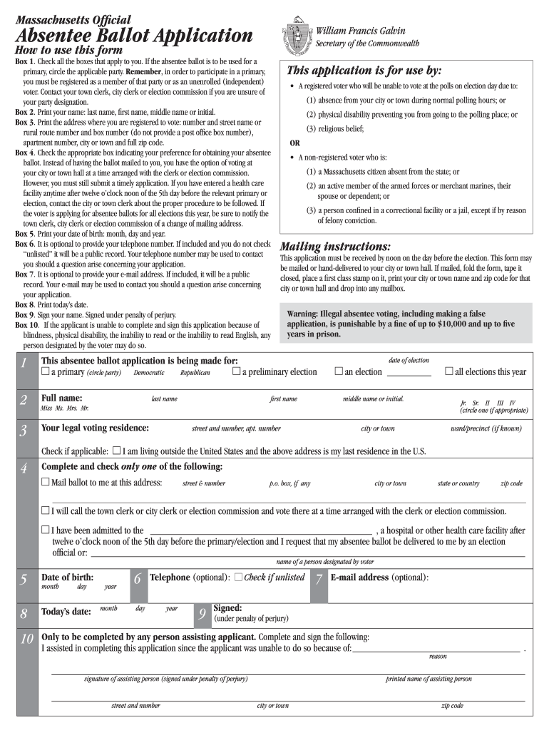 Absentee Ballot Form