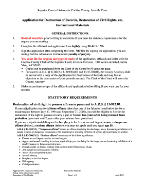 Destruction of Record Cochise County Az Form