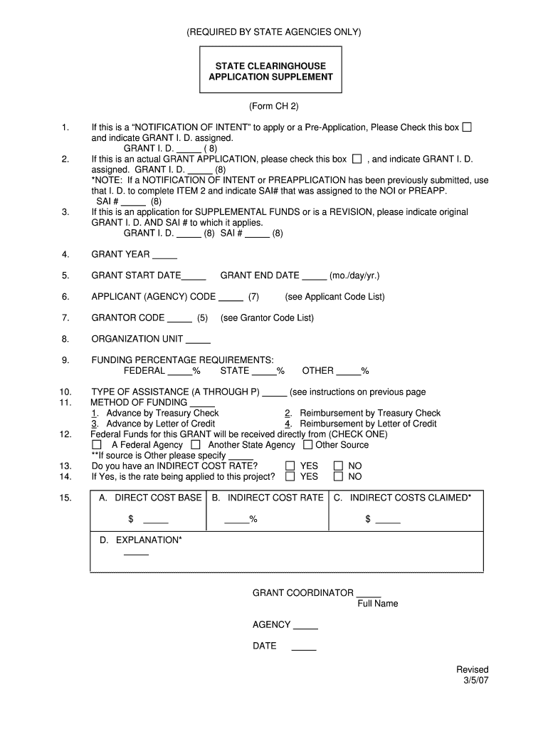 CH  2 State Clearinghouse App Supplement Form  Dfa Arkansas