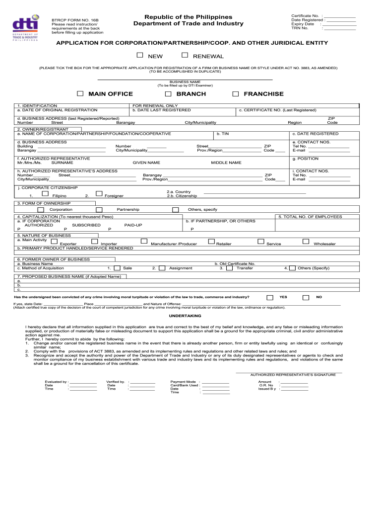 Dti Online Registration Form