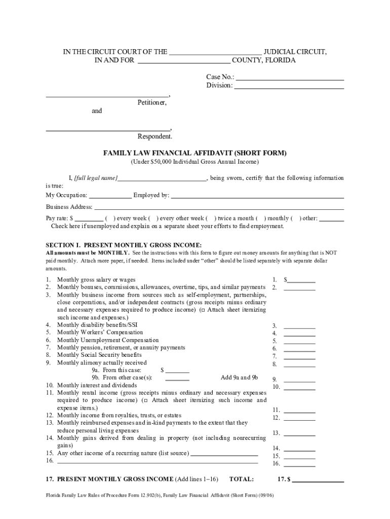 Financial Affidavit  Form