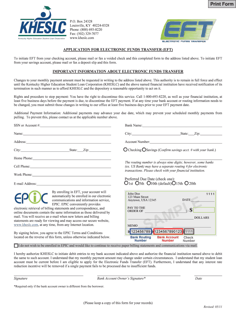 Get and Sign APPLICATION for ELECTRONIC FUNDS TRANSFER EFT  Form
