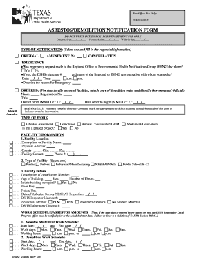 Asbestos Notification Form