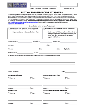 Sfsu Retroactive Withdrawal Form